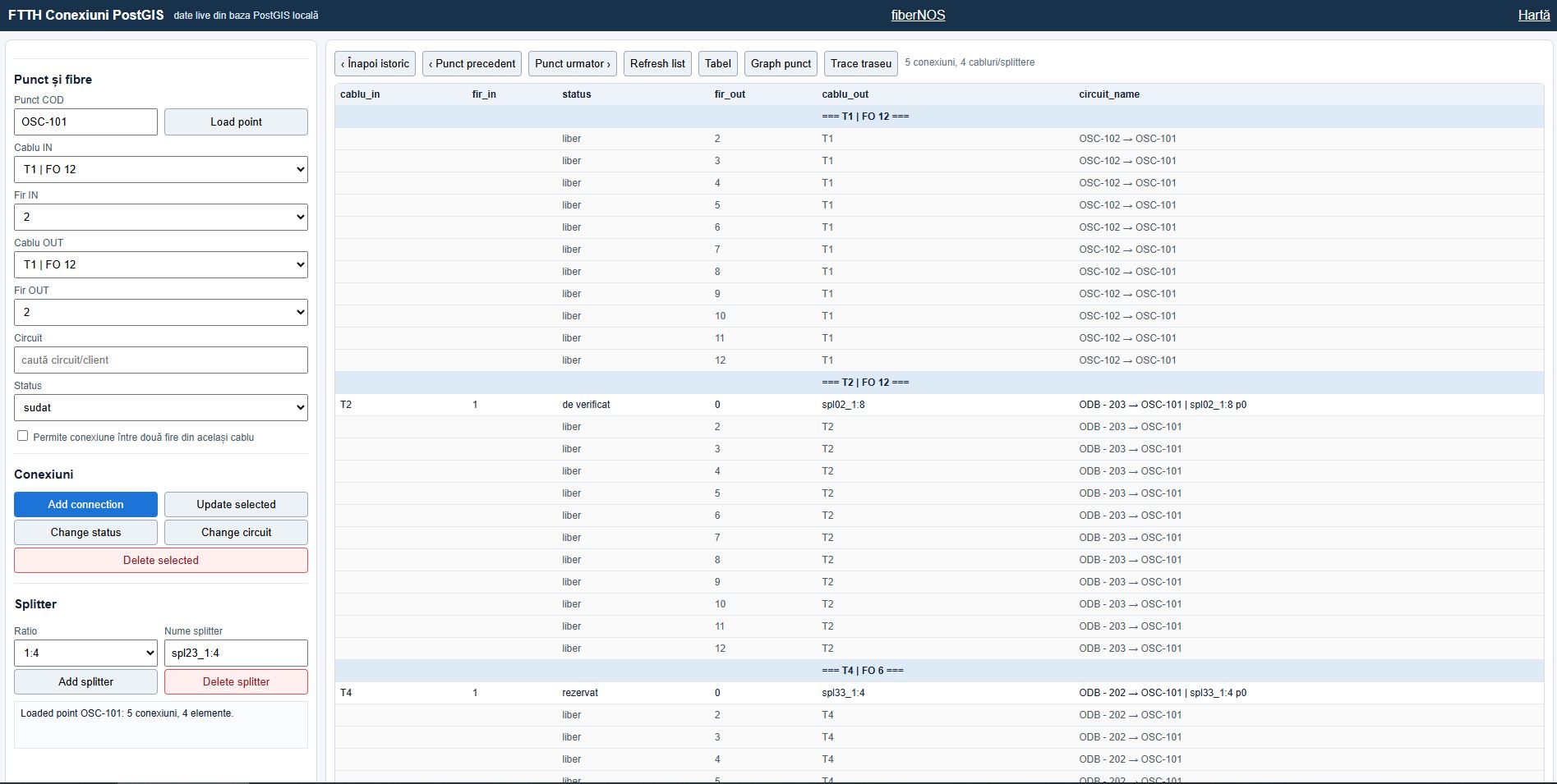 Conexiuni tabel screenshot